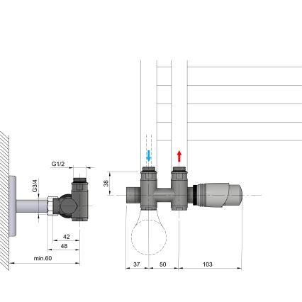 Set de racorduri termostatice pentru racord central Bruckner WICHER COMBI alb