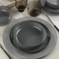 Set de veselă, 12 piese, gri/porțelan