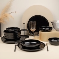 Set de veselă 12 piese negru/porțelan