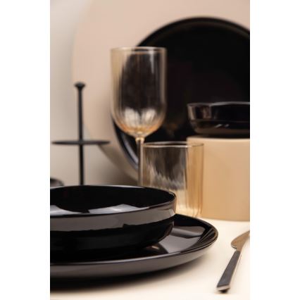 Set de veselă 12 piese negru/porțelan