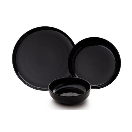 Set de veselă 12 piese negru/porțelan