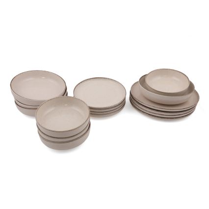 Set de veselă, 16 piese, bej/porțelan