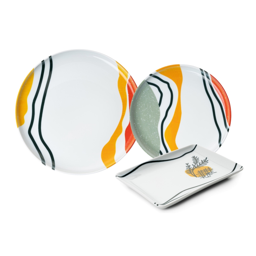 Set de veselă 18 buc multicolor/porțelan