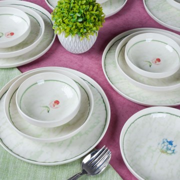 Set de veselă 18 buc. verde/porțelan