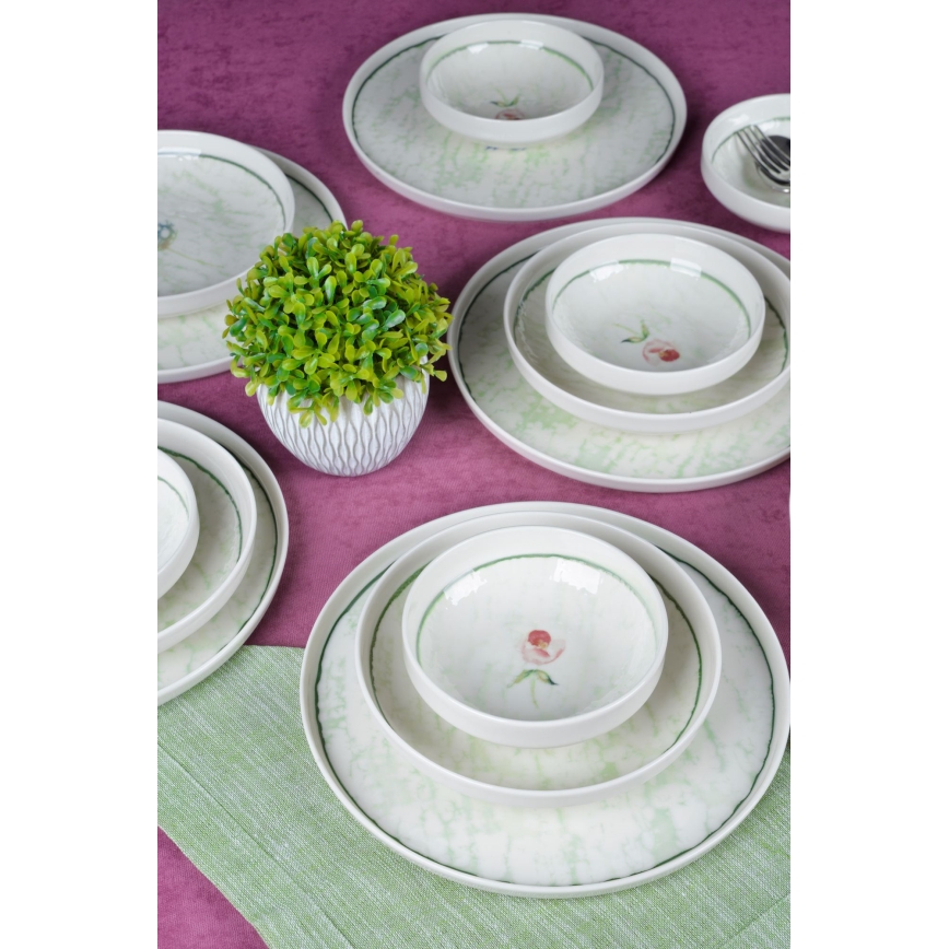 Set de veselă 18 buc. verde/porțelan
