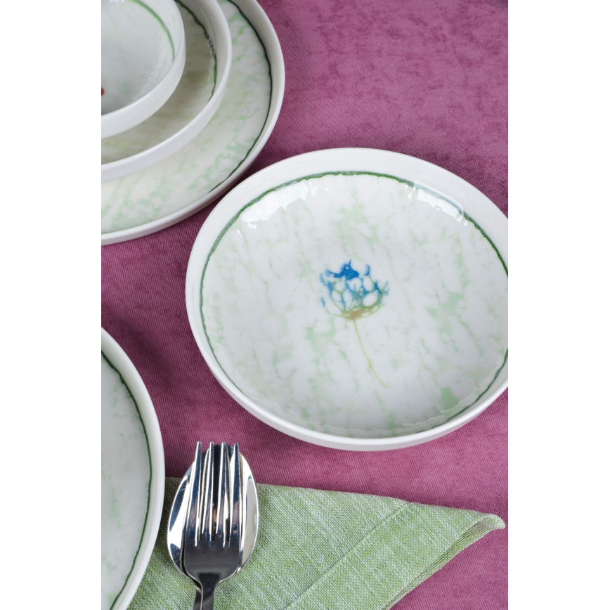 Set de veselă 18 buc. verde/porțelan