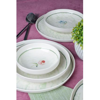 Set de veselă 18 buc. verde/porțelan