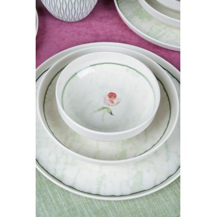 Set de veselă 18 buc. verde/porțelan