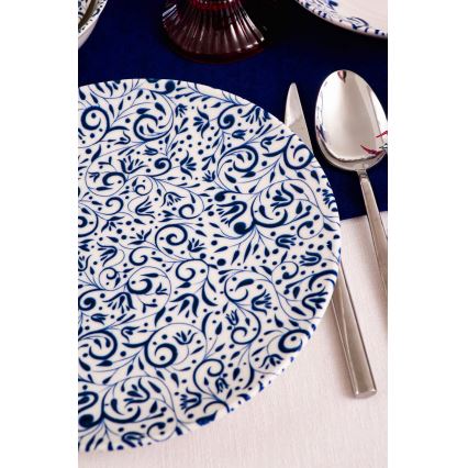 Set de veselă 18 piese alb/albastru/porțelan