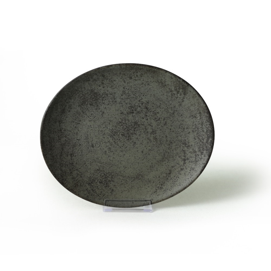 Set de veselă 18 piese, antracit/verde, din ceramică