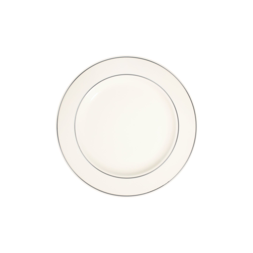 Set de veselă 18 piese, crem cu finisaj argintiu, din porțelan
