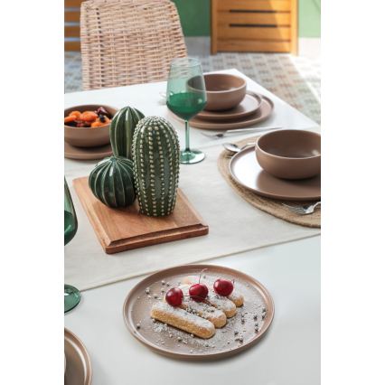 Set de veselă 18 piese maro/ceramică