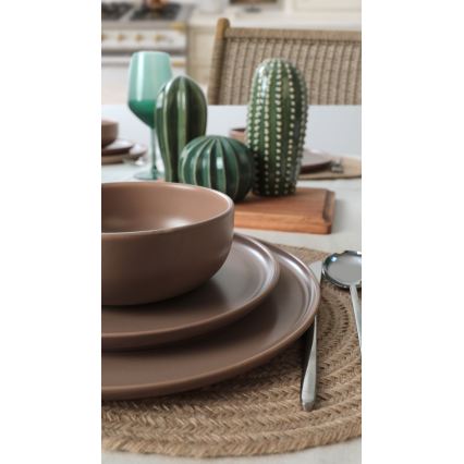 Set de veselă 18 piese maro/ceramică