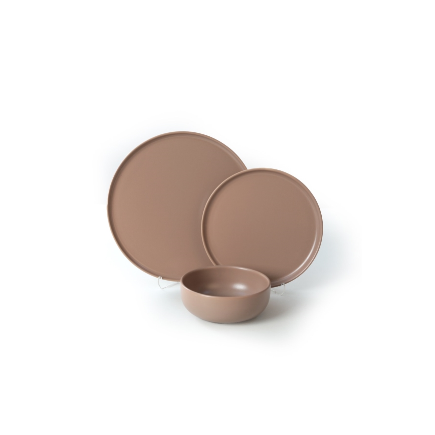 Set de veselă 18 piese maro/ceramică