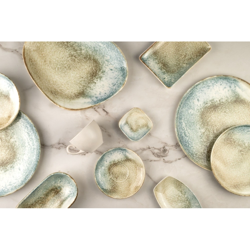 Set de veselă 18 piese, porțelan multicolor