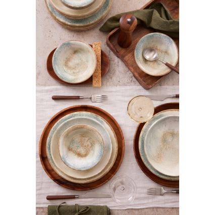 Set de veselă 18 piese, porțelan multicolor