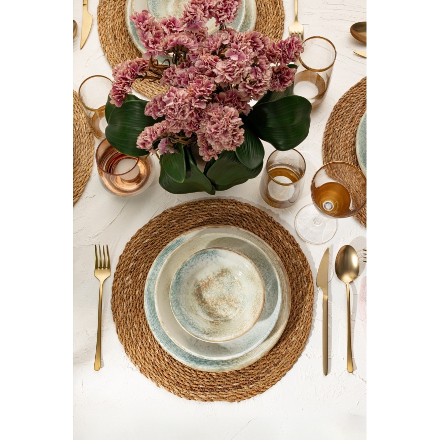 Set de veselă 18 piese, porțelan multicolor