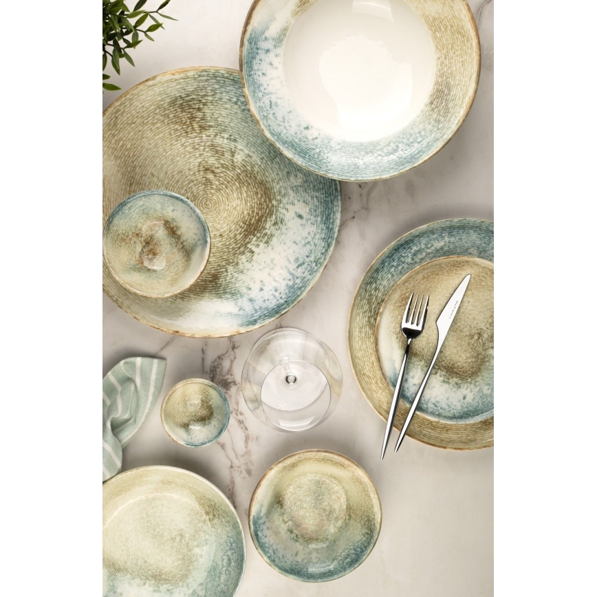 Set de veselă 18 piese, porțelan multicolor