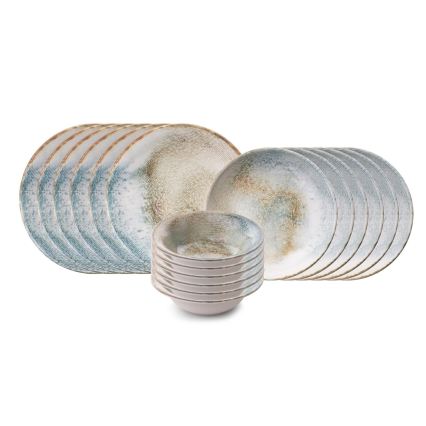 Set de veselă 18 piese, porțelan multicolor