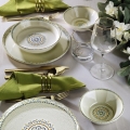 Set de veselă, 18 piese, porțelan, verde