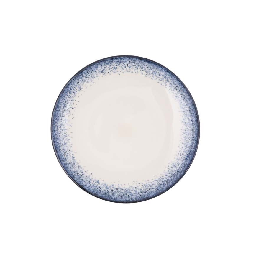 Set de veselă 24 buc alb/albastru/porțelan