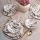 Set de veselă, 24 de piese, alb/negru, din ceramică