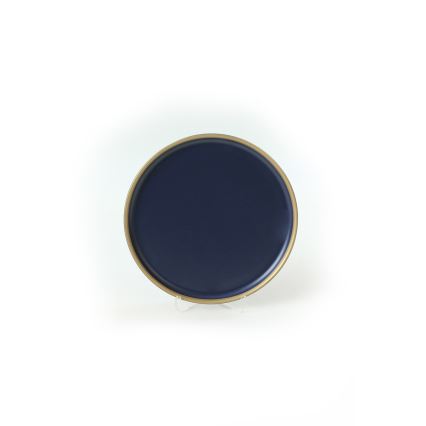 Set de veselă, 24 de piese, albastru/auriu/ceramică