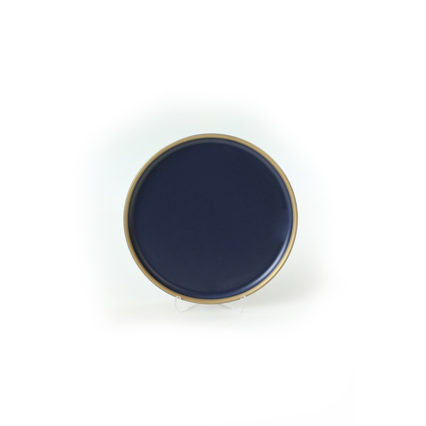 Set de veselă, 24 de piese, albastru/auriu/ceramică