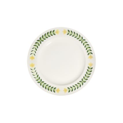 Set de veselă, 24 de piese, porțelan alb/verde/galben