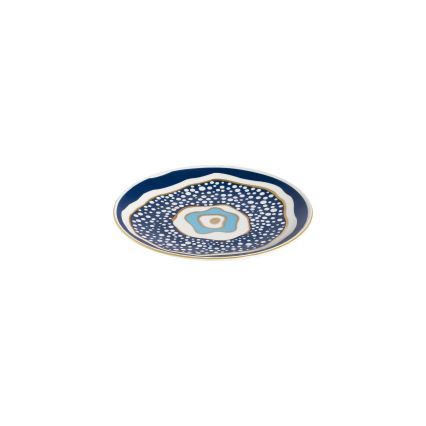 Set de veselă 24 piese alb/albastru/auriu/porțelan