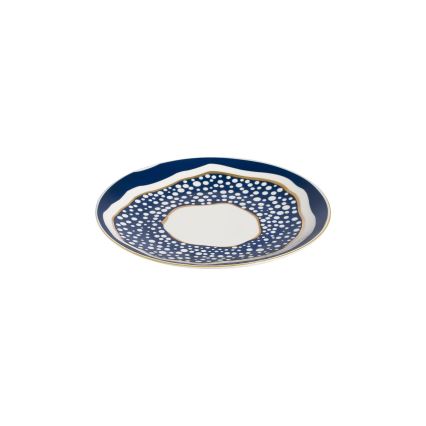 Set de veselă 24 piese alb/albastru/auriu/porțelan