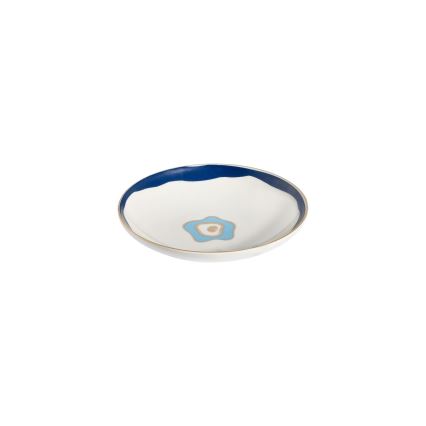 Set de veselă 24 piese alb/albastru/auriu/porțelan