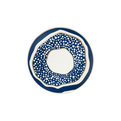 Set de veselă 24 piese alb/albastru/auriu/porțelan