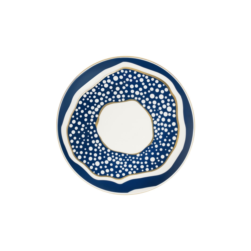 Set de veselă 24 piese alb/albastru/auriu/porțelan