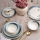 Set de veselă, 24 piese, alb/albastru, din ceramică