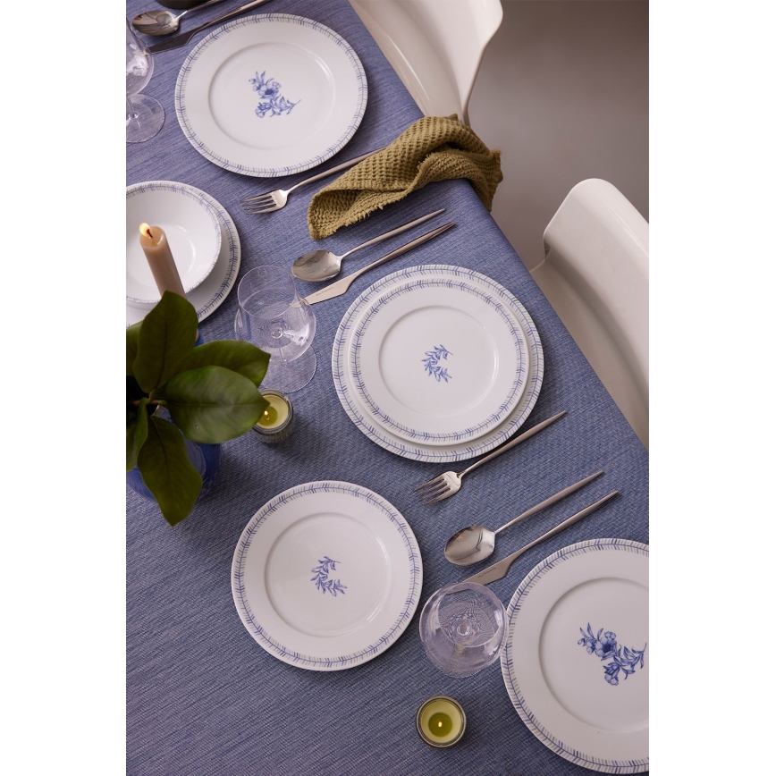 Set de veselă 24 piese alb/albastru/porțelan