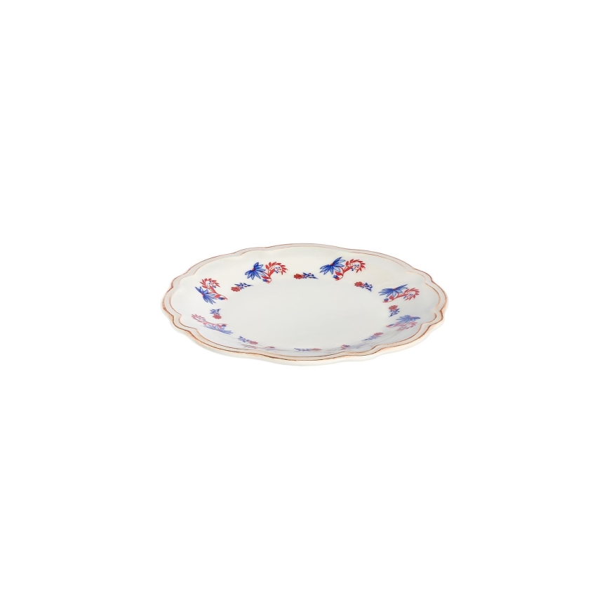 Set de veselă 24 piese alb/albastru/roșu/porțelan