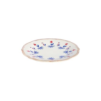 Set de veselă 24 piese alb/albastru/roșu/porțelan