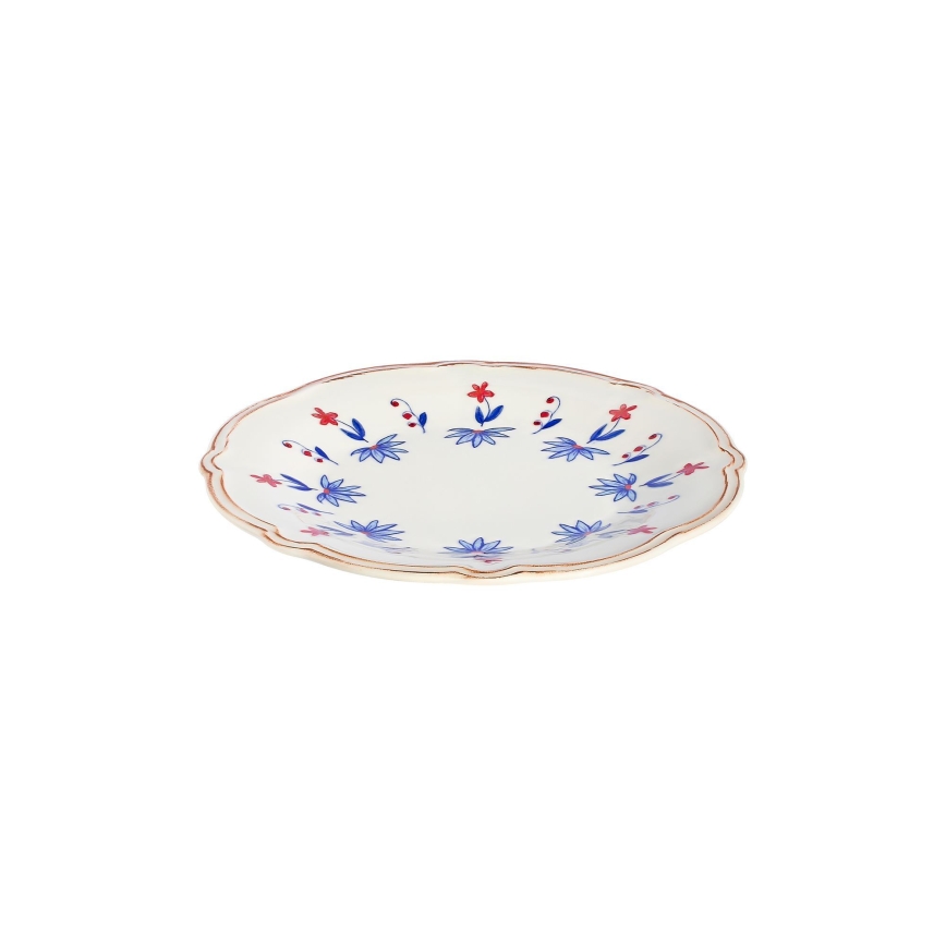 Set de veselă 24 piese alb/albastru/roșu/porțelan