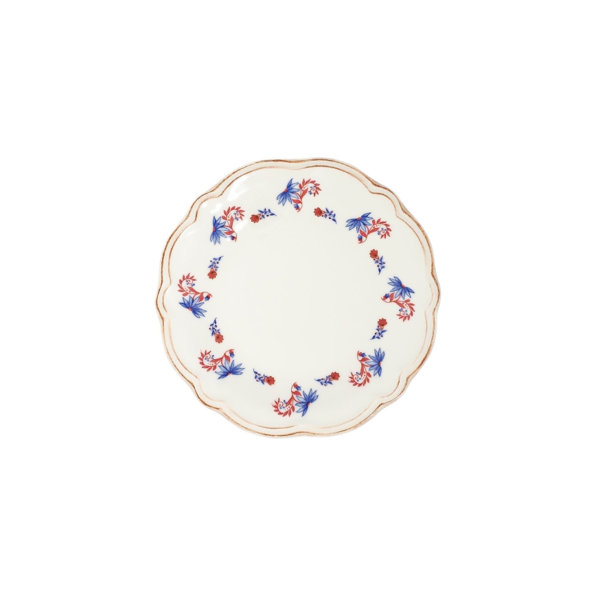 Set de veselă 24 piese alb/albastru/roșu/porțelan