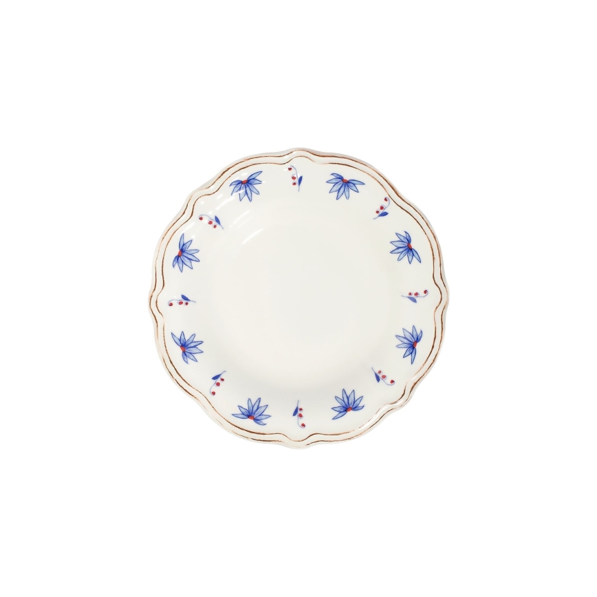 Set de veselă 24 piese alb/albastru/roșu/porțelan