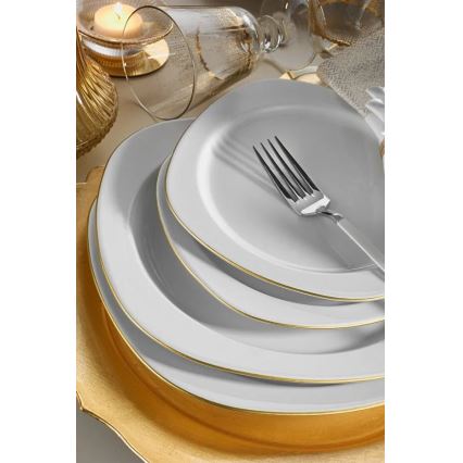 Set de veselă 24 piese alb/auriu/porțelan