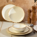 Set de veselă 24 piese alb/bej/porțelan