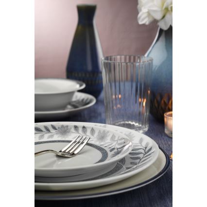 Set de veselă 24 piese alb/gri/porțelan