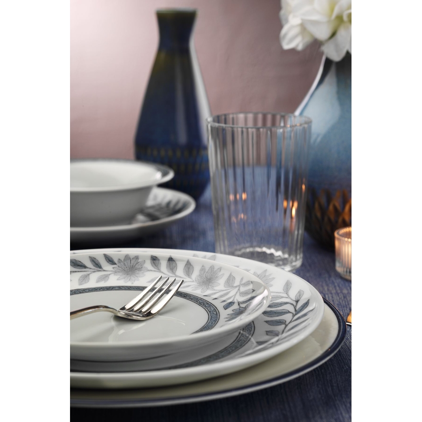 Set de veselă 24 piese alb/gri/porțelan