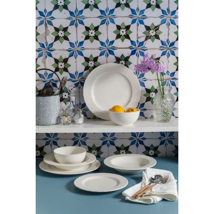 Set de veselă 24 piese alb/porțelan