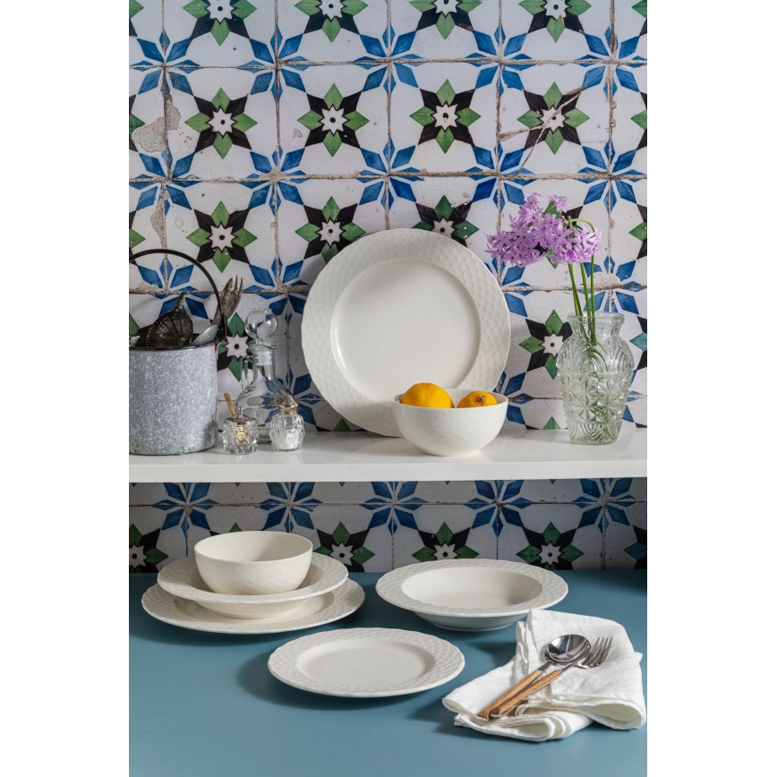Set de veselă 24 piese alb/porțelan