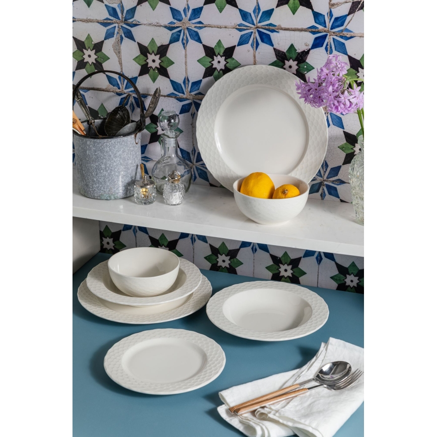 Set de veselă 24 piese alb/porțelan