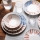 Set de veselă 24 piese alb/roșu/albastru /porțelan