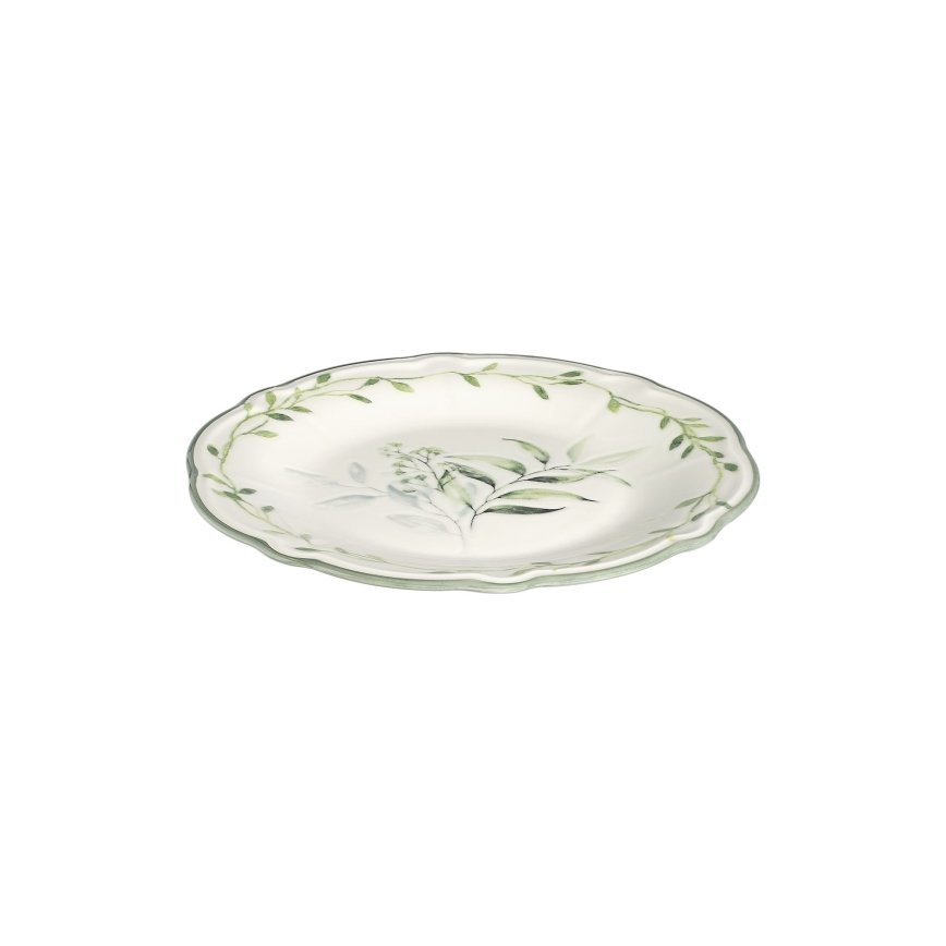 Set de veselă 24 piese alb/verde/porțelan